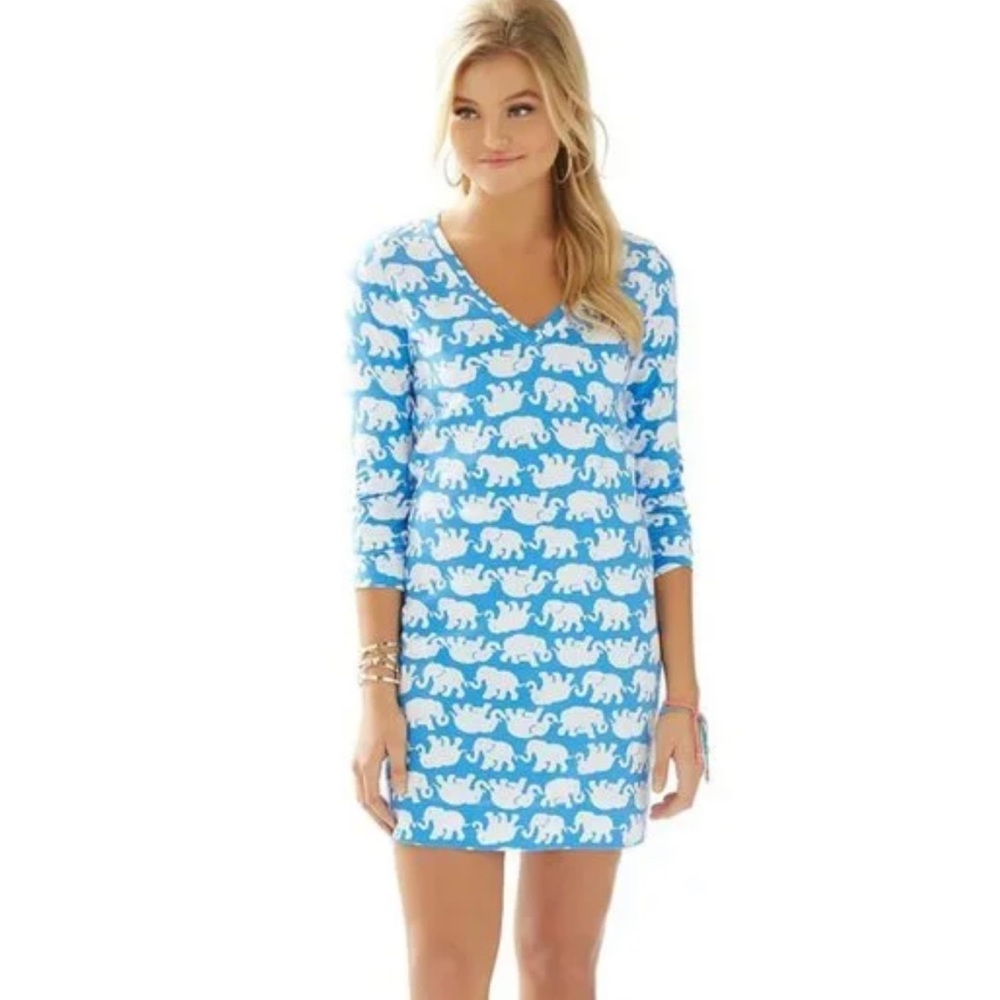 Lily Pulitzer "Tusk in the Sun" Print Eliza T-Shirt Dress, Size L